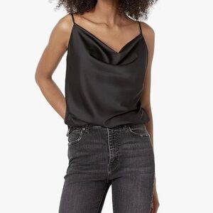 The Drop Black  Satin Christy Cowl Neck Cami